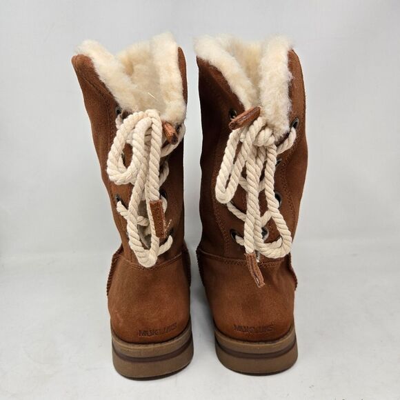 MUK LUKS Brown Suede Mid Winter Boots Ziggy Rodeo Water Repellent Size 9 - Picture 4 of 11